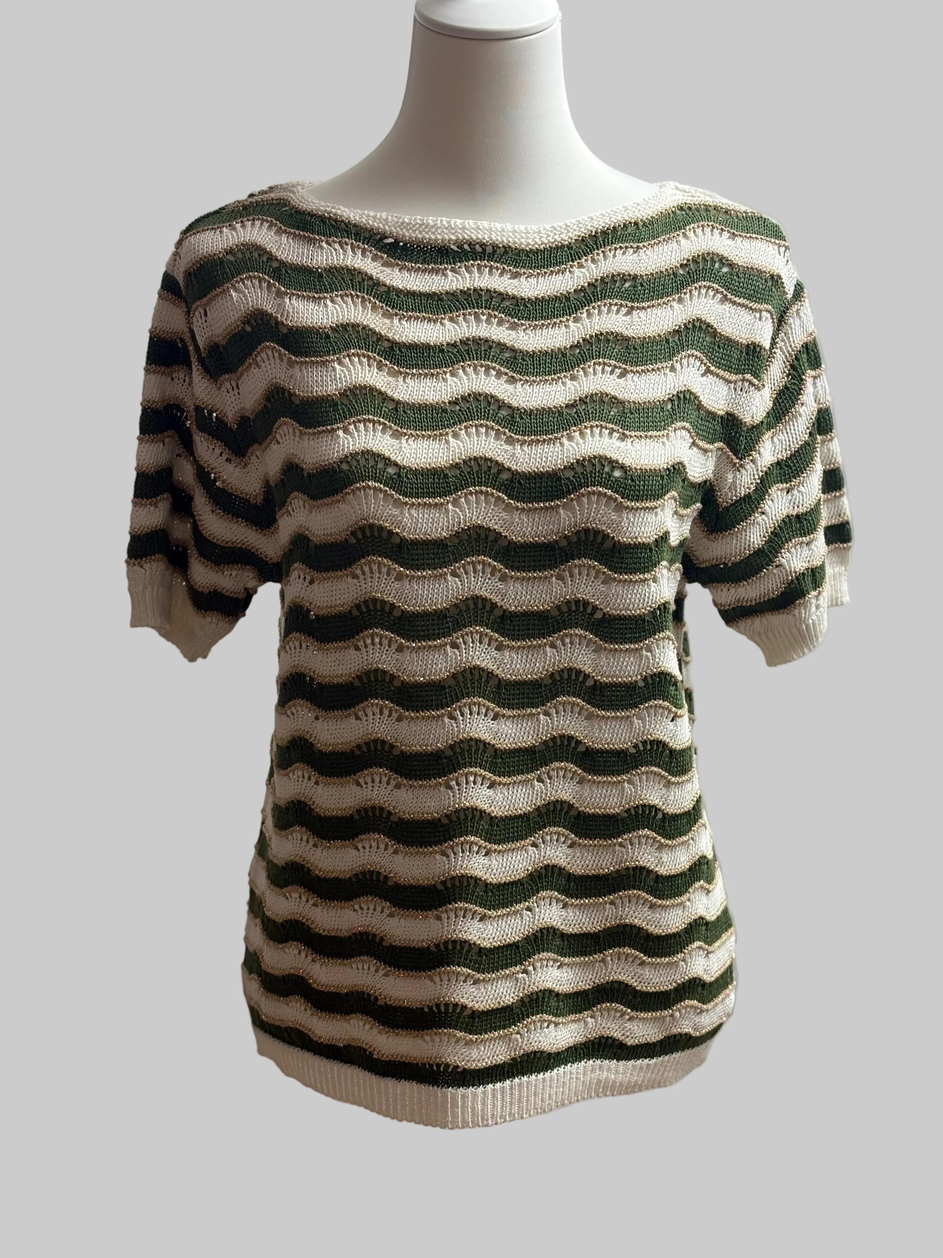 Strickshirt im Streifenmuster mit Goldfäden