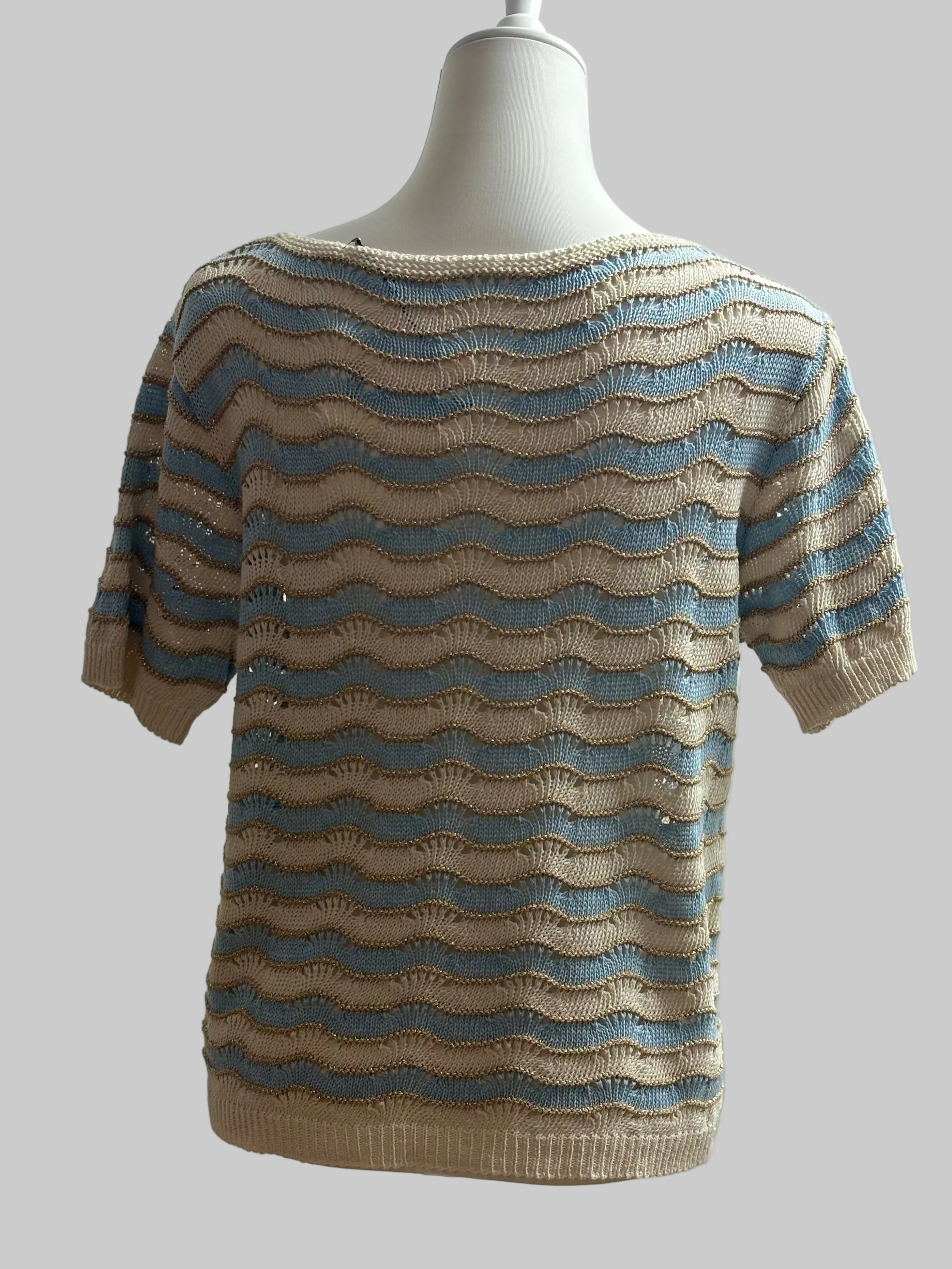 Strickshirt im Streifenmuster mit Goldfäden