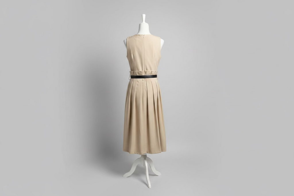 Kleid mit Faltenbund, Faltenrock & Gürtel