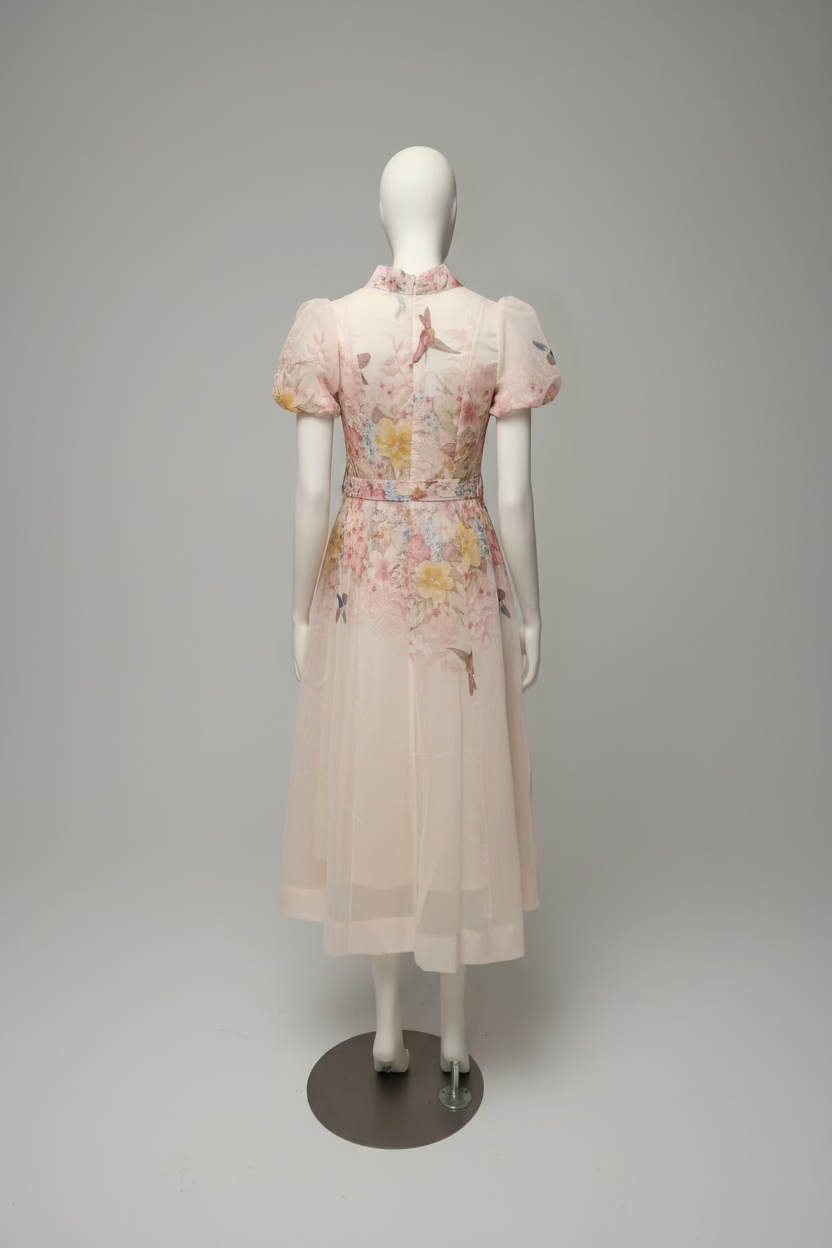 Kleid mit Gürtel und Zierknöpfen