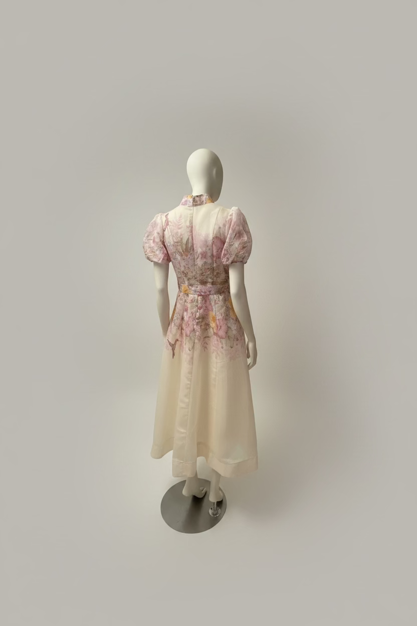 Kleid mit Gürtel und Zierknöpfen