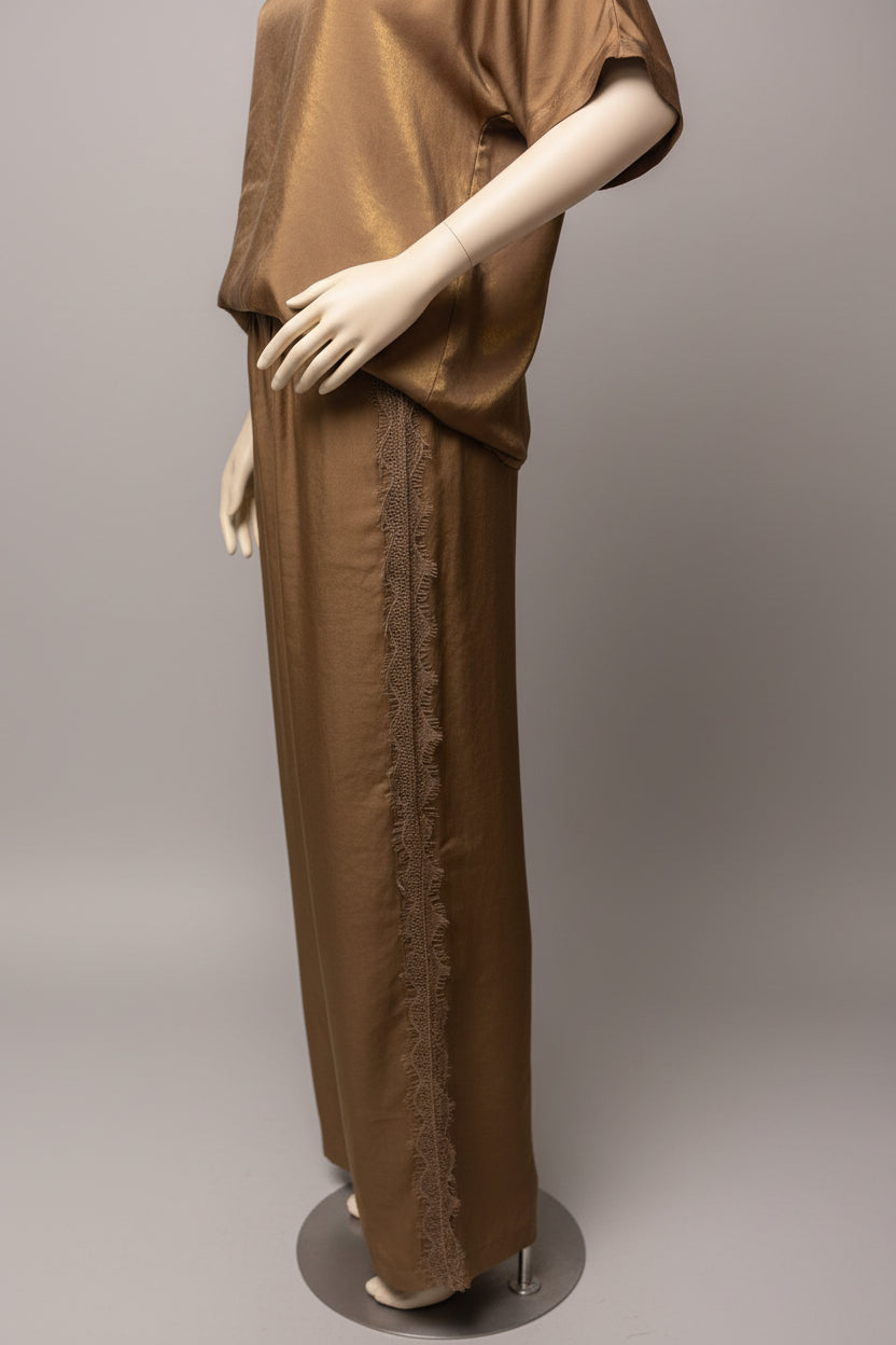 Zweiteiler – Hose & Shirt in Metallic-Kupfer