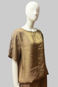 Zweiteiler – Hose & Shirt in Metallic-Kupfer