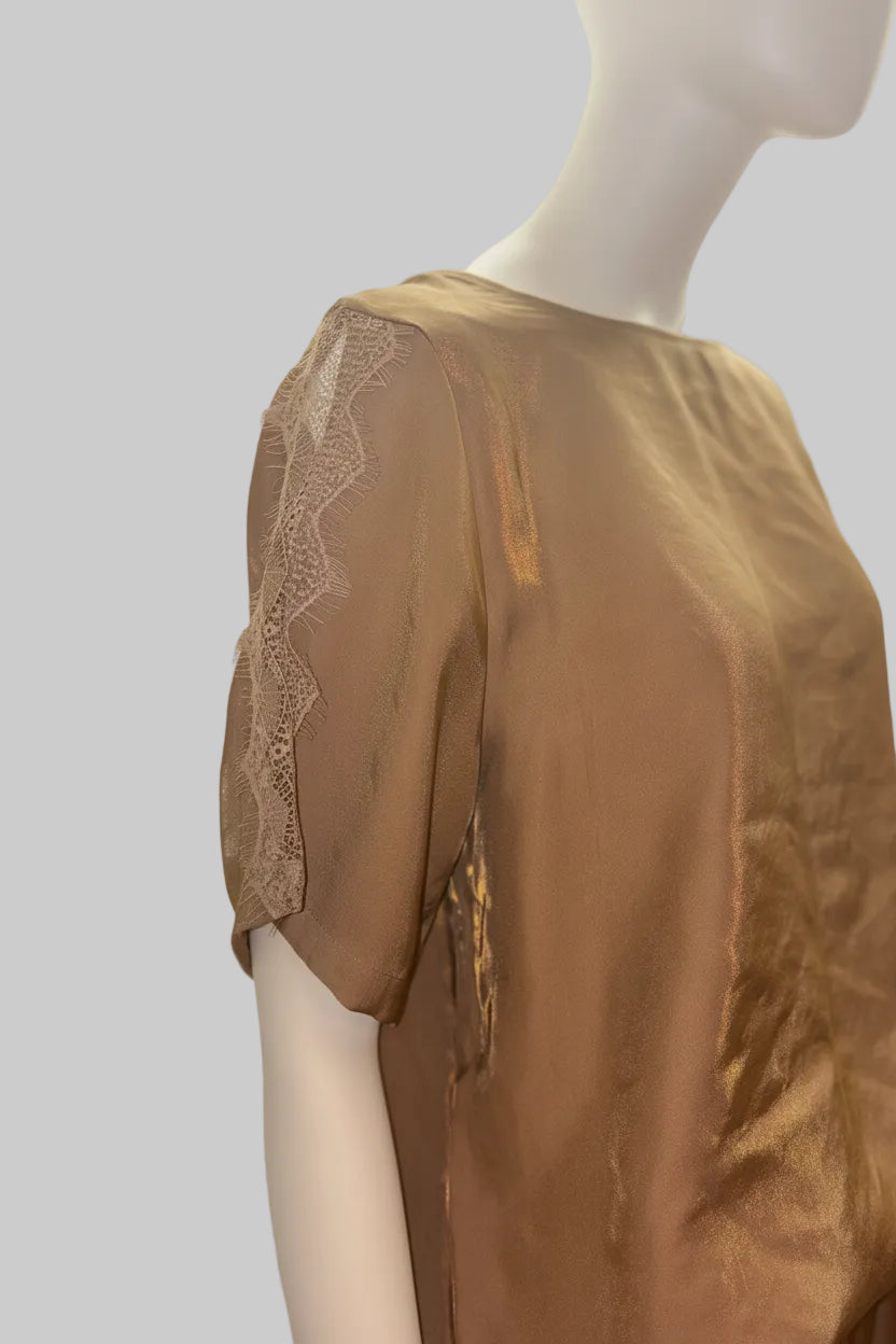 Zweiteiler – Hose & Shirt in Metallic-Kupfer